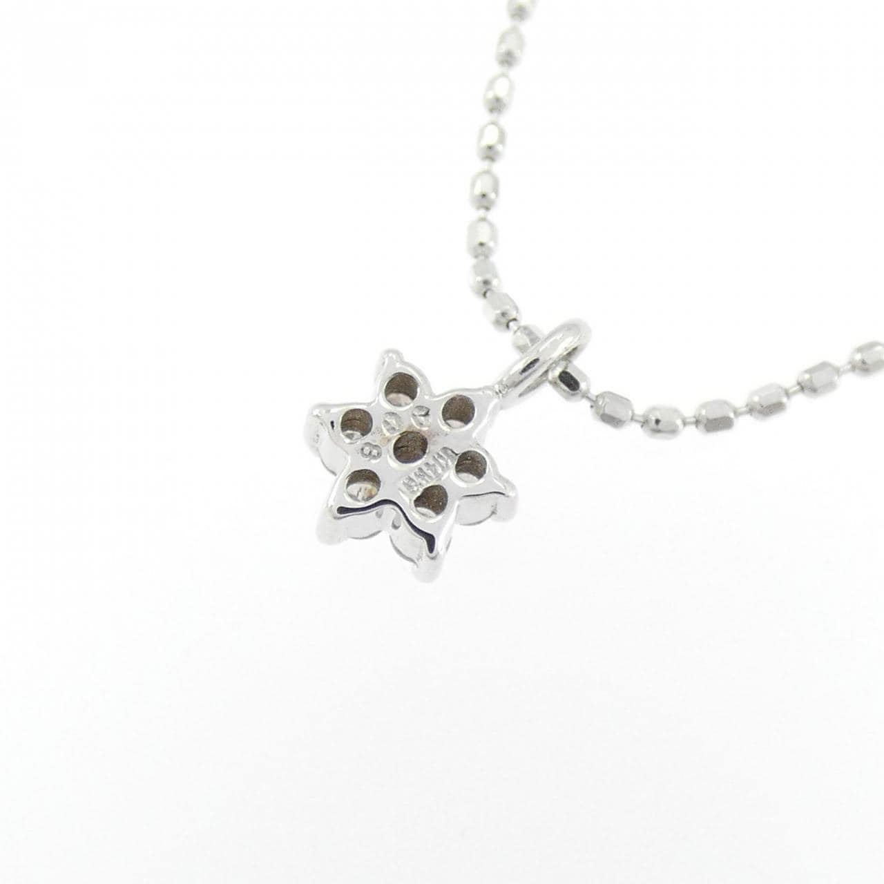 K14WG フラワー ダイヤモンド ネックレス 0.08CT