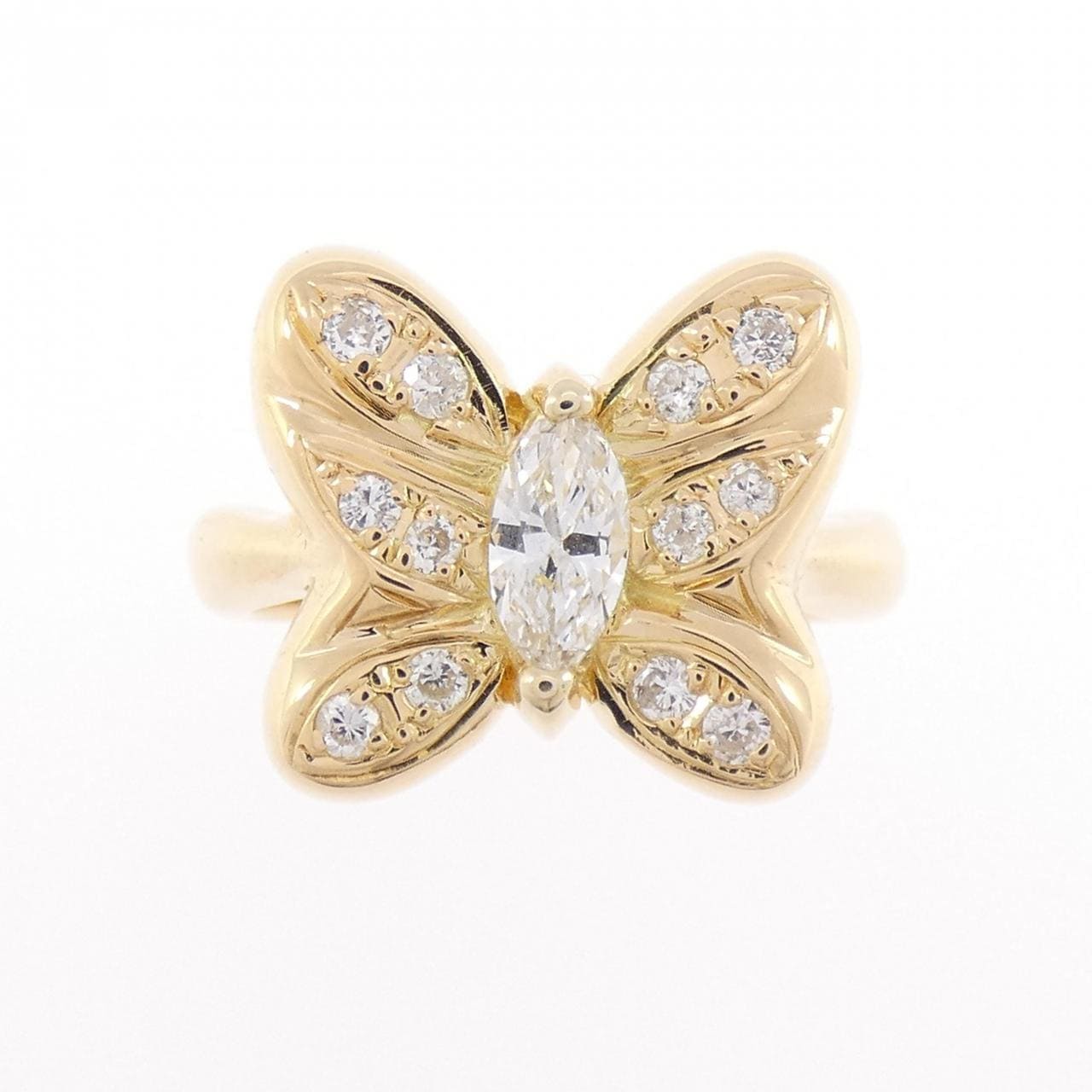 K18YG バタフライ ダイヤモンド リング 0.21CT