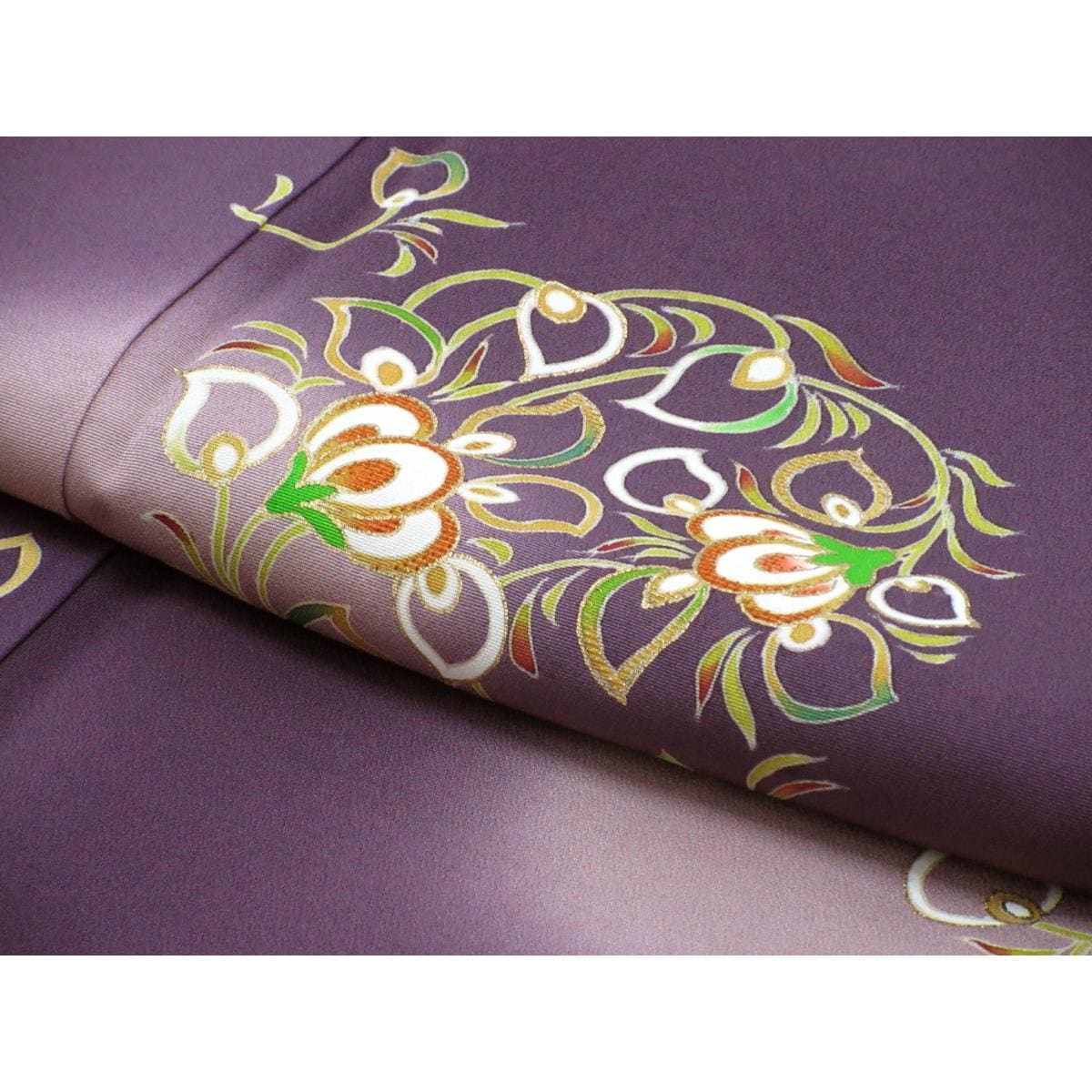 訪問着　友禅金彩加工　刺繍入りボカシ染