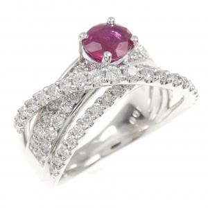 K18WG ルビー リング 0.74CT