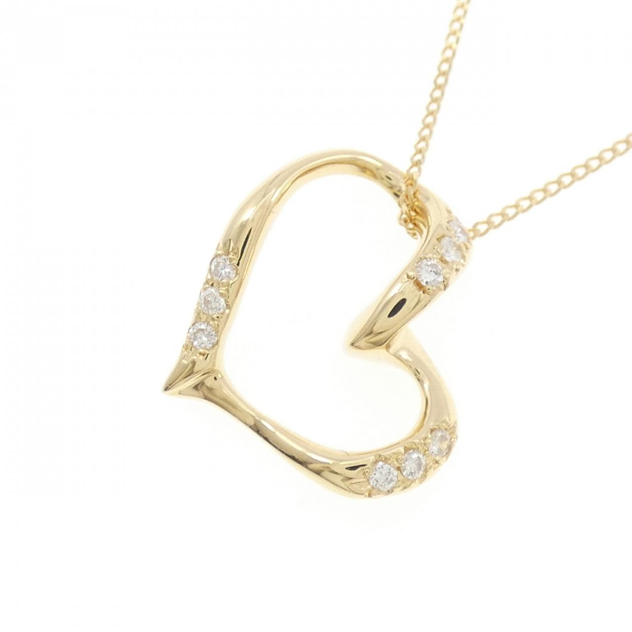 K18YG ハート ダイヤモンド ネックレス 0.11CT