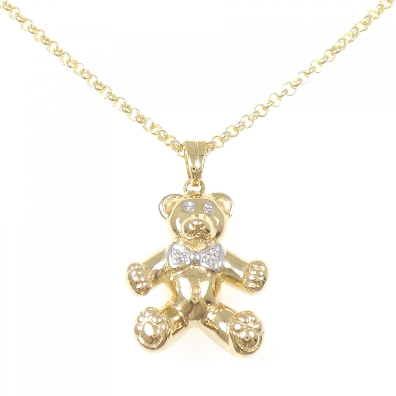 750YG/750WG/K18 ベア ダイヤモンド ネックレス 0.01CT