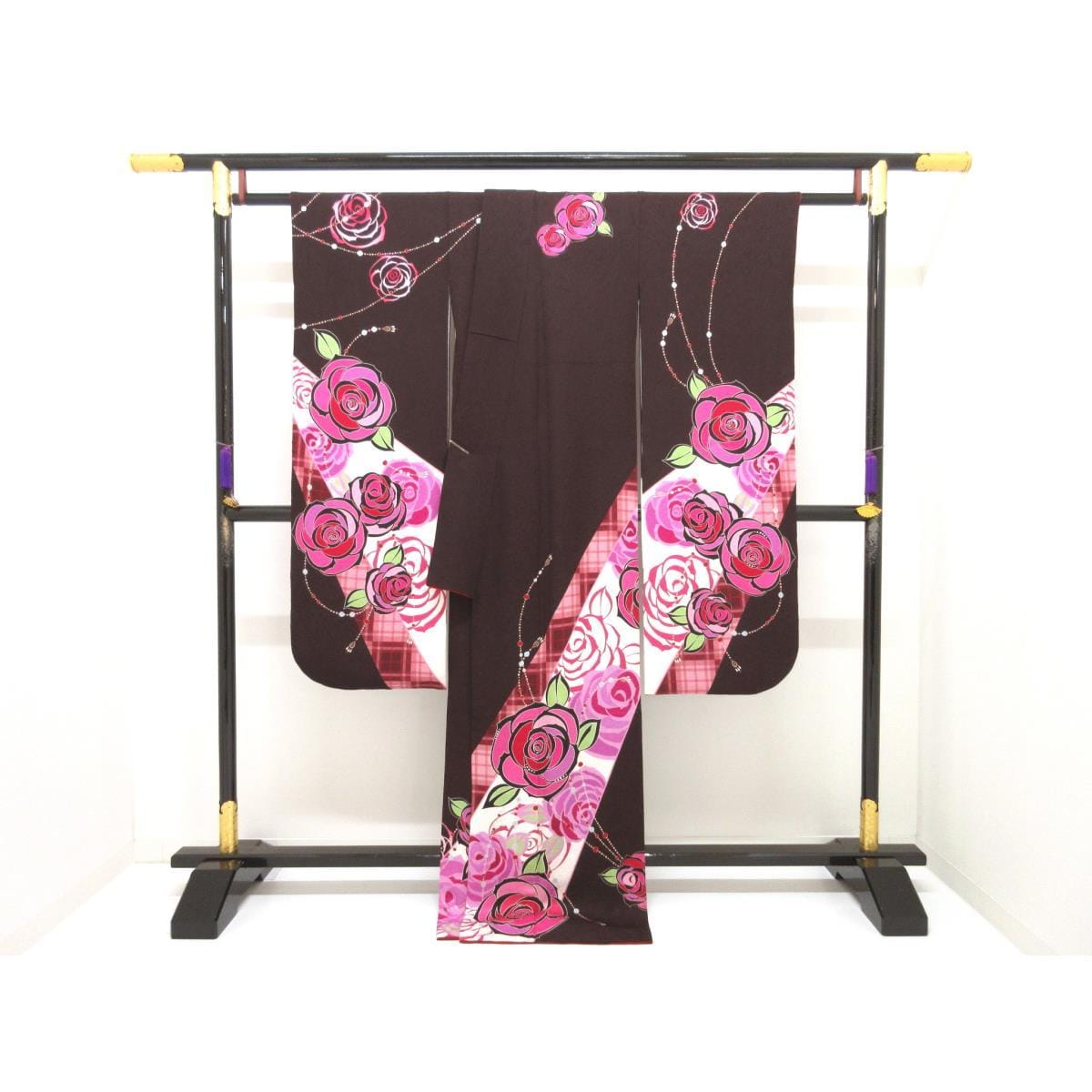 振袖　友禅加工　ラインストーン入り