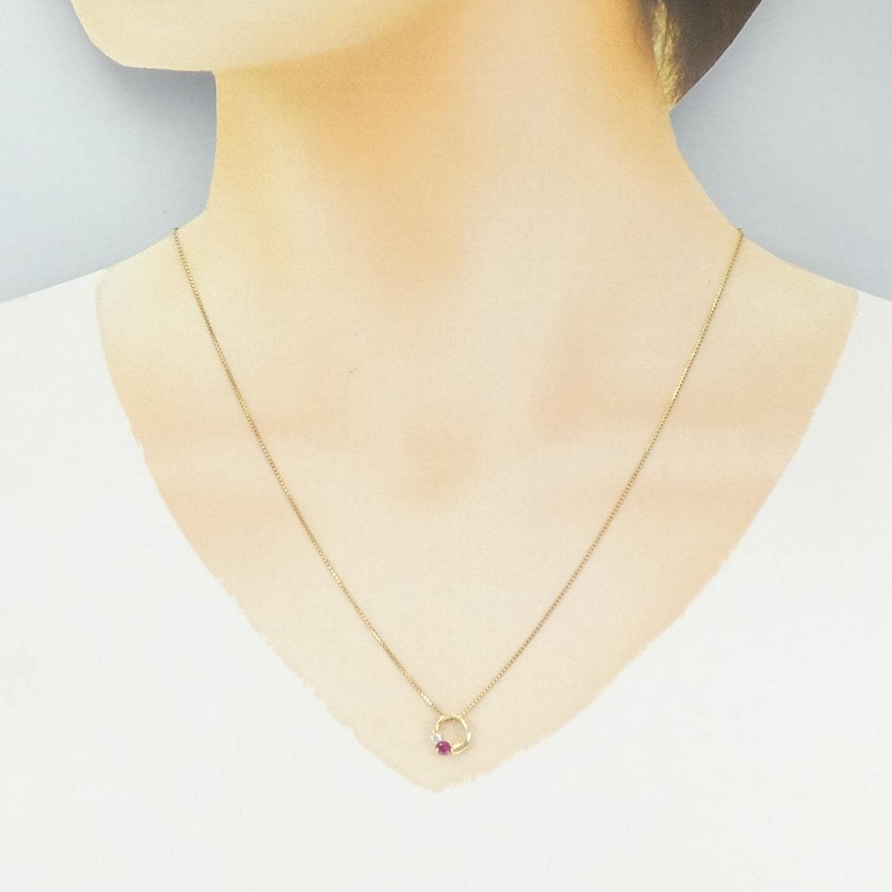K18YG ルビー ネックレス 0.12CT