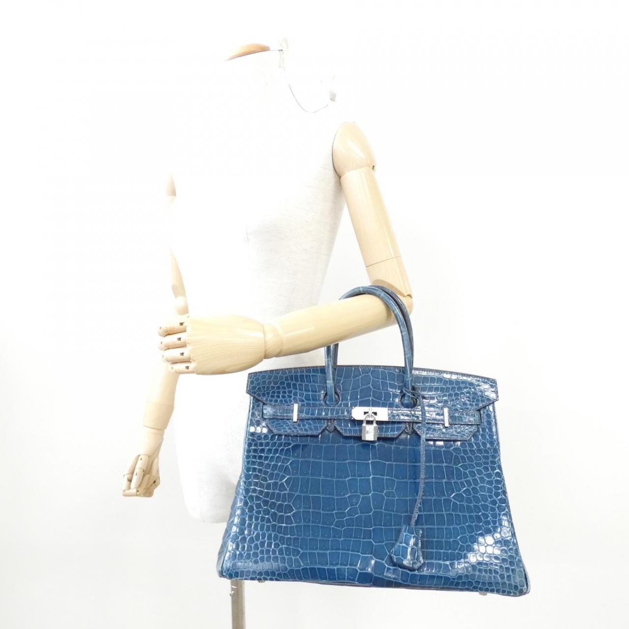 Blue crocodile birkin online bag