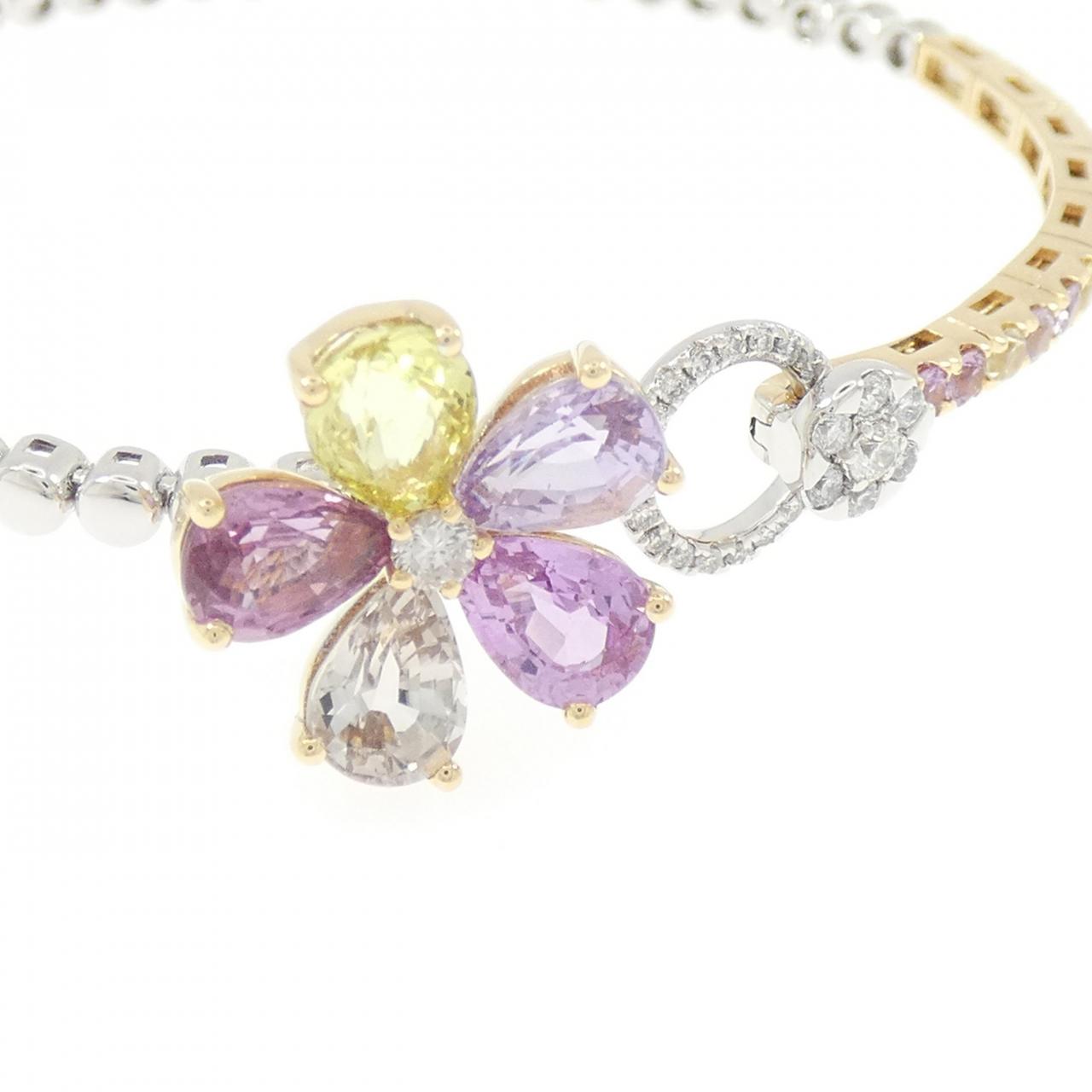 750YG/750WG フラワー サファイヤ バングル 5.79CT
