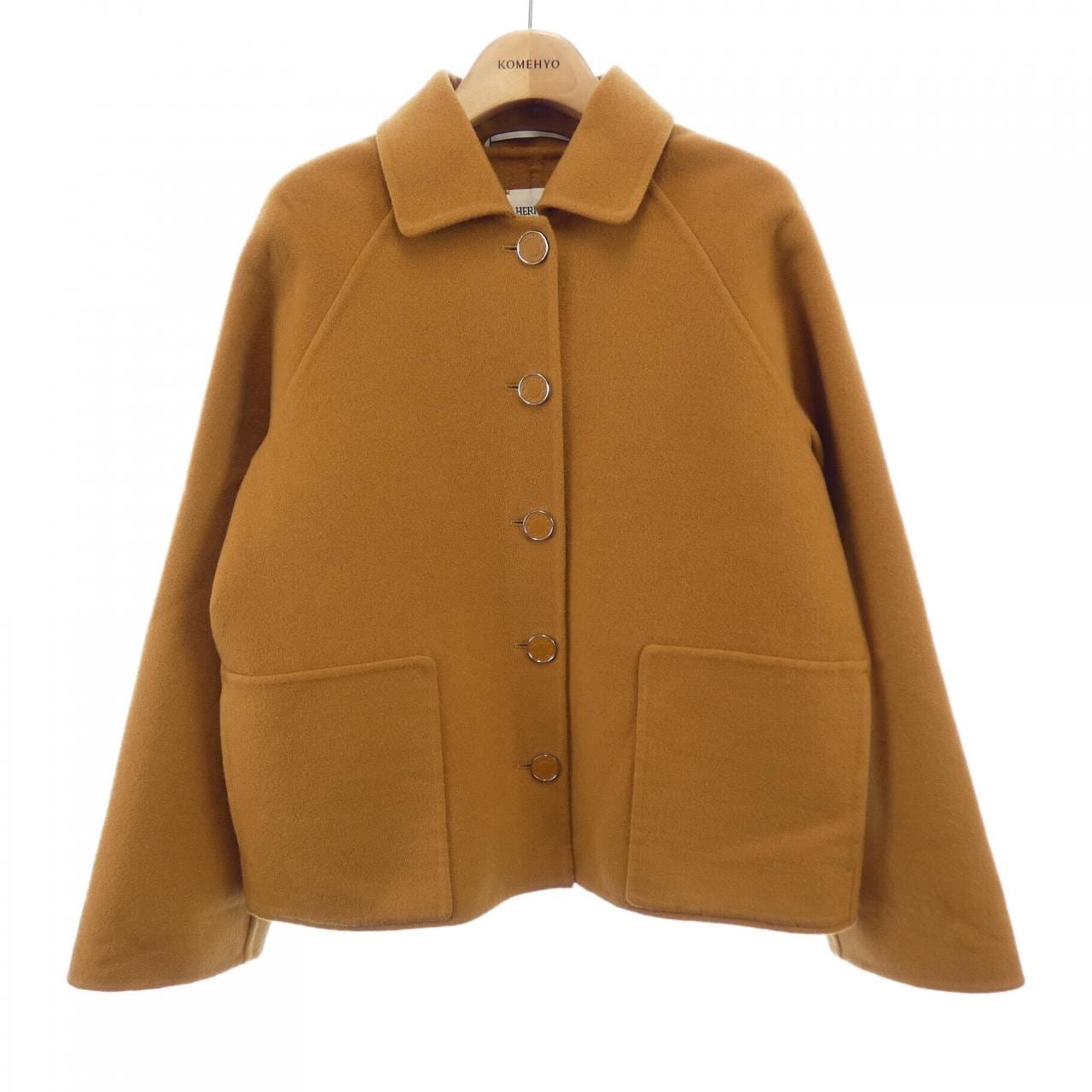 エルメス HERMES ダブルフェイス クルードセル ラムスキンボタン 4E0102DA コート