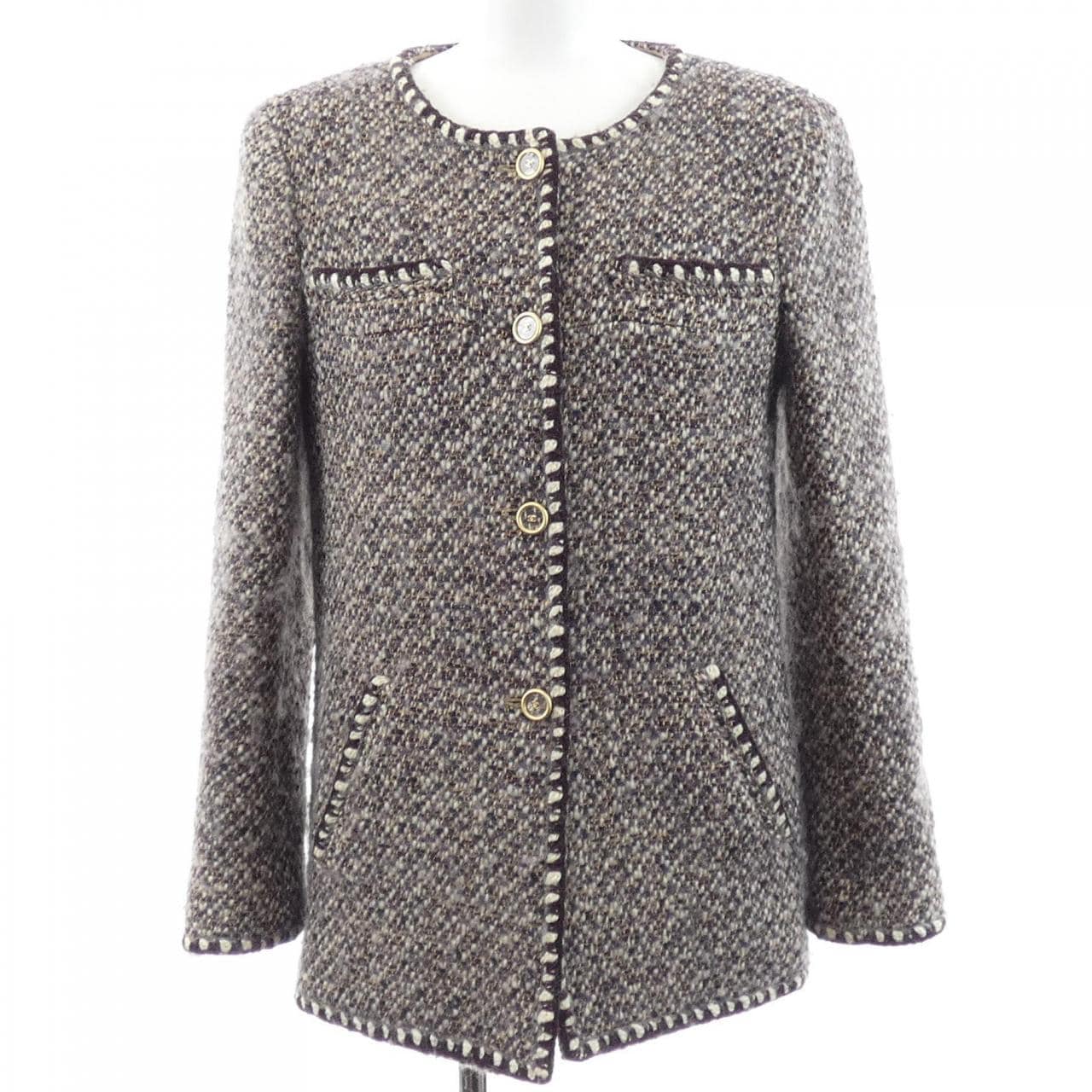 【ヴィンテージ】シャネル CHANEL P18345V10547 01A ノーカラージャケット