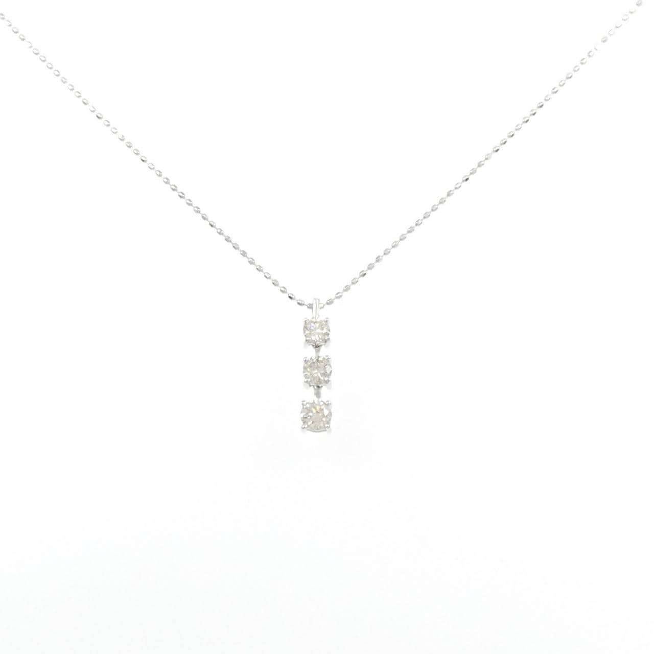 K18WG スリーストーン ダイヤモンド ネックレス 0.50CT