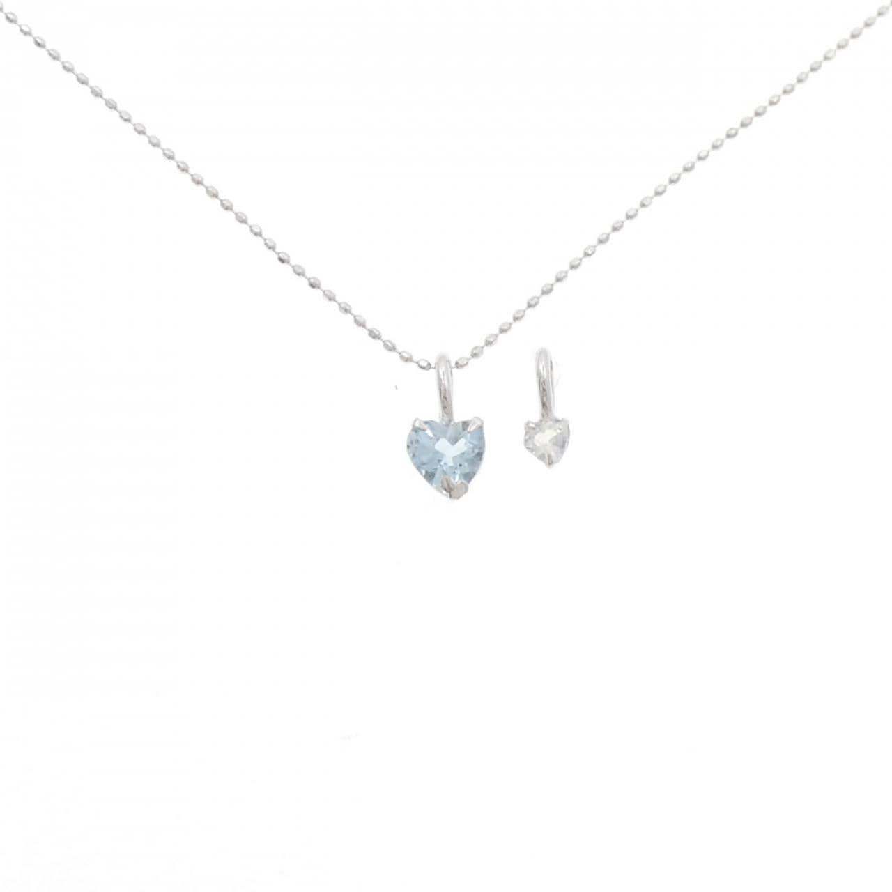 K18WG 2WAY アクアマリン ネックレス