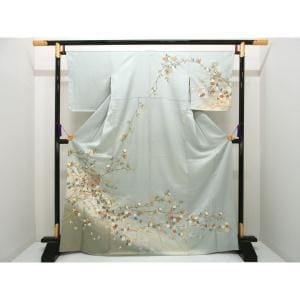 【未使用品】訪問着　友禅金彩加工　刺繍入りボカシ染
