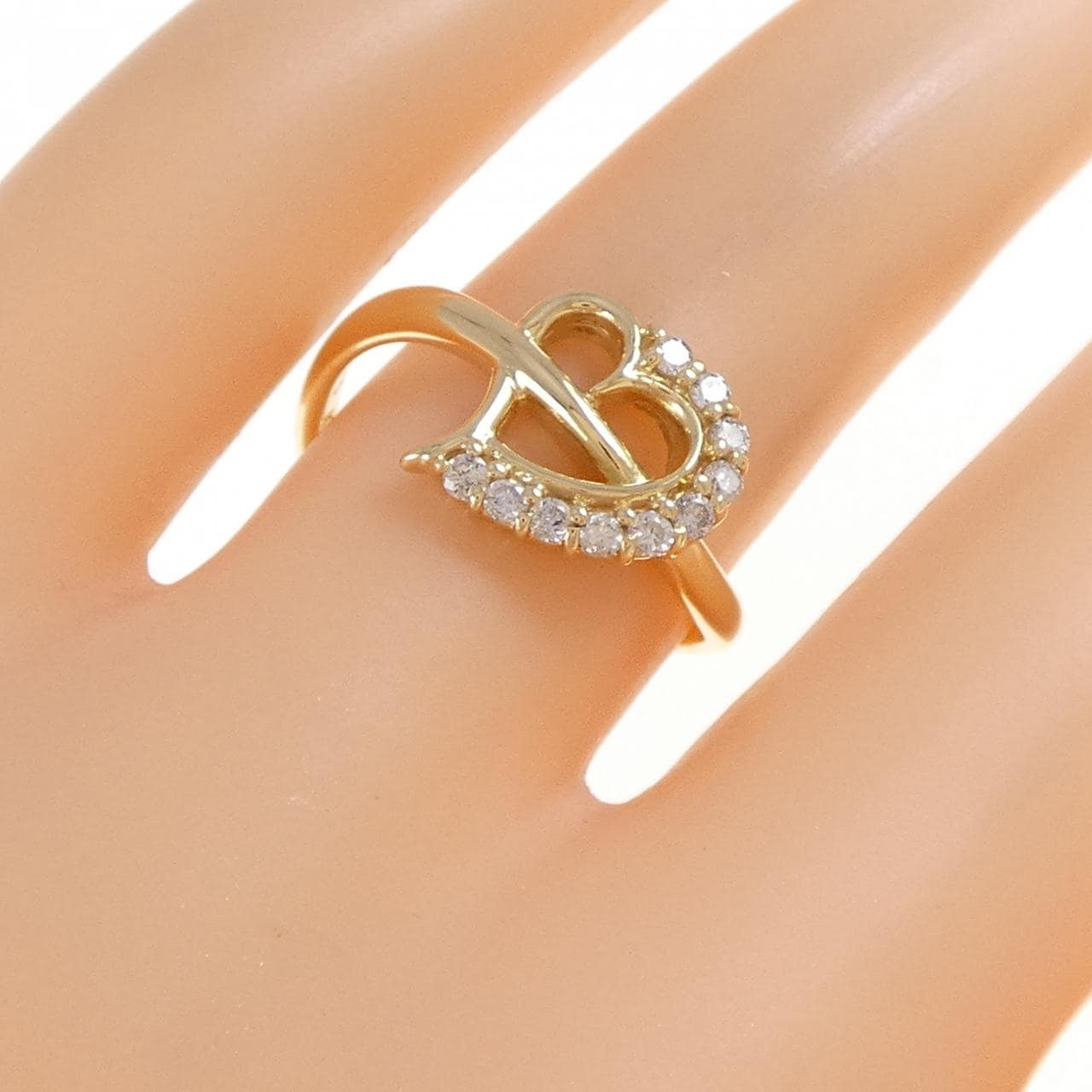 K18YG ハート ダイヤモンド リング 0.16CT