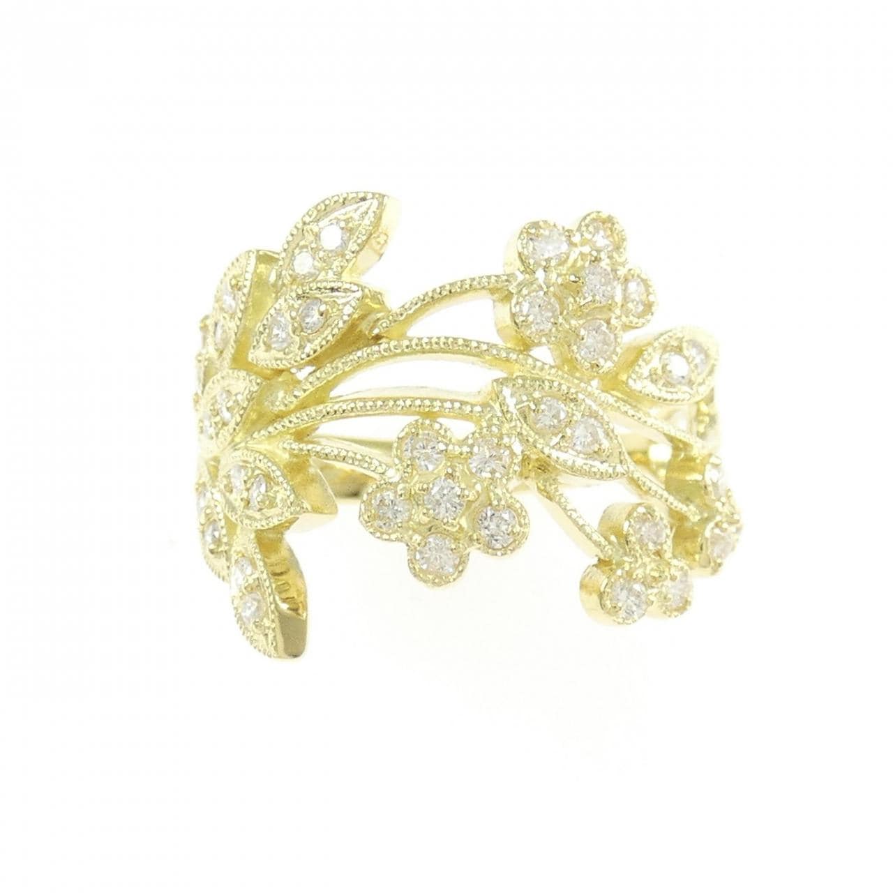 K18YG フラワー ダイヤモンド リング 0.35CT