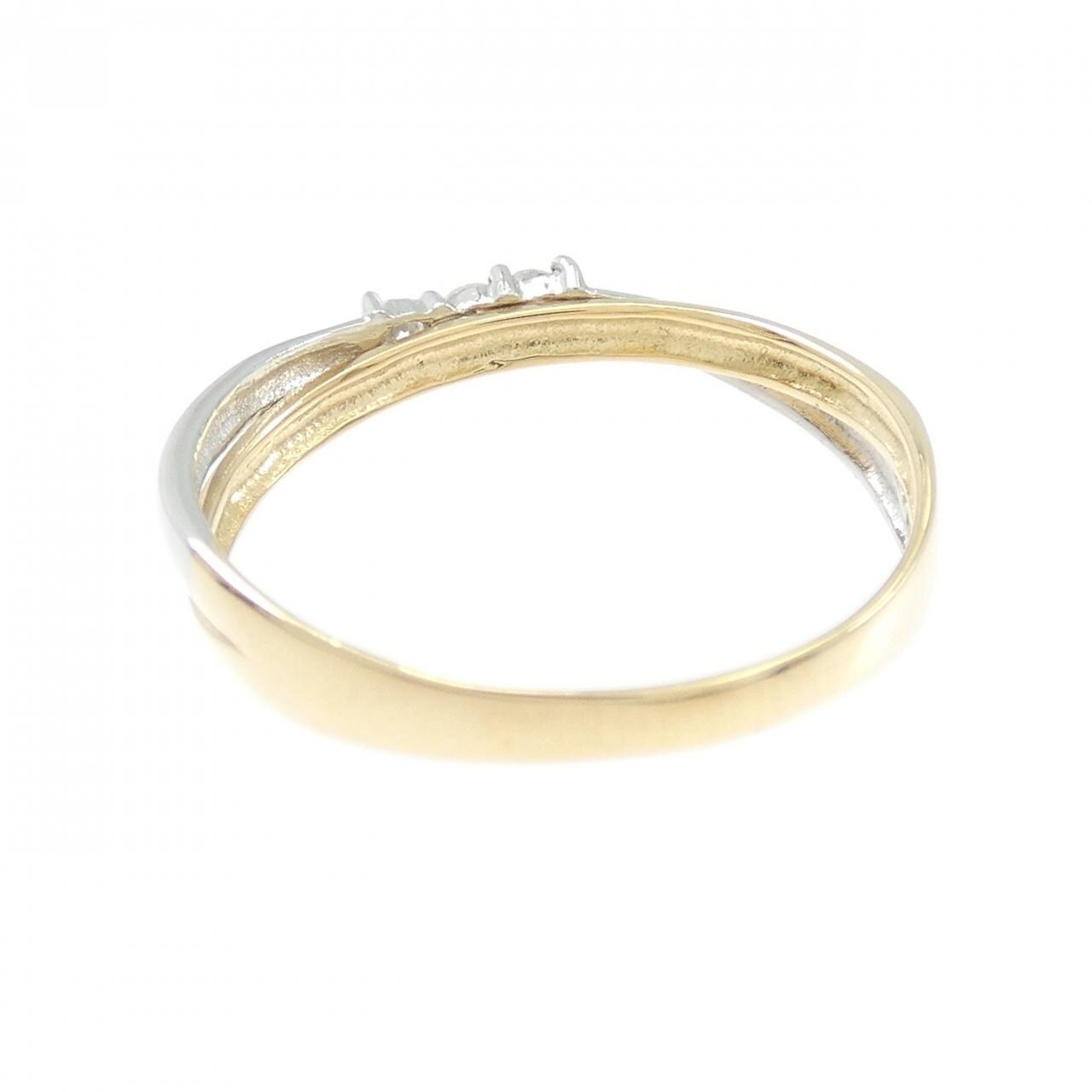 K18YG/PT900 スリーストーン ダイヤモンド リング 0.08CT
