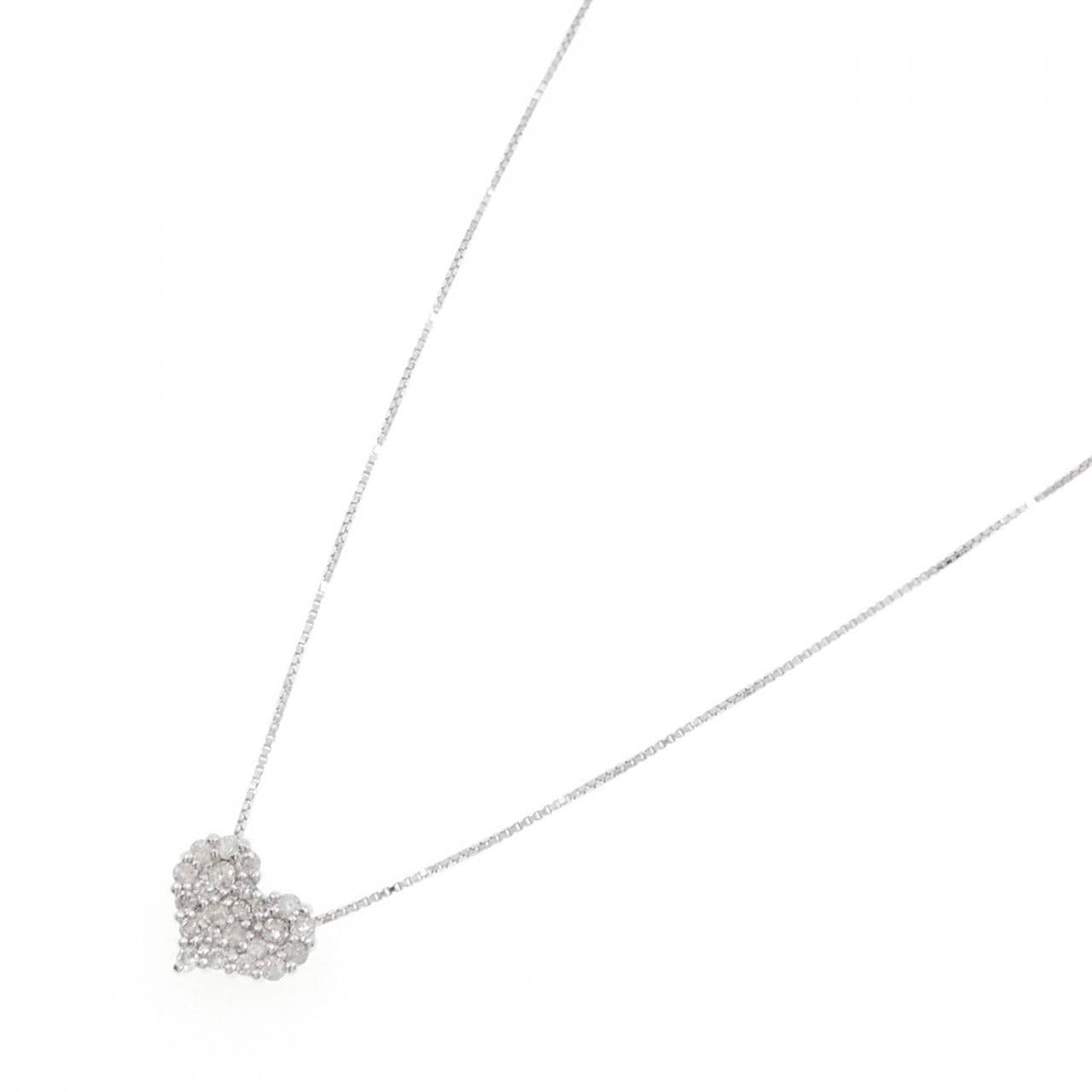 K10WG パヴェ ハート ダイヤモンド ネックレス 0.29CT