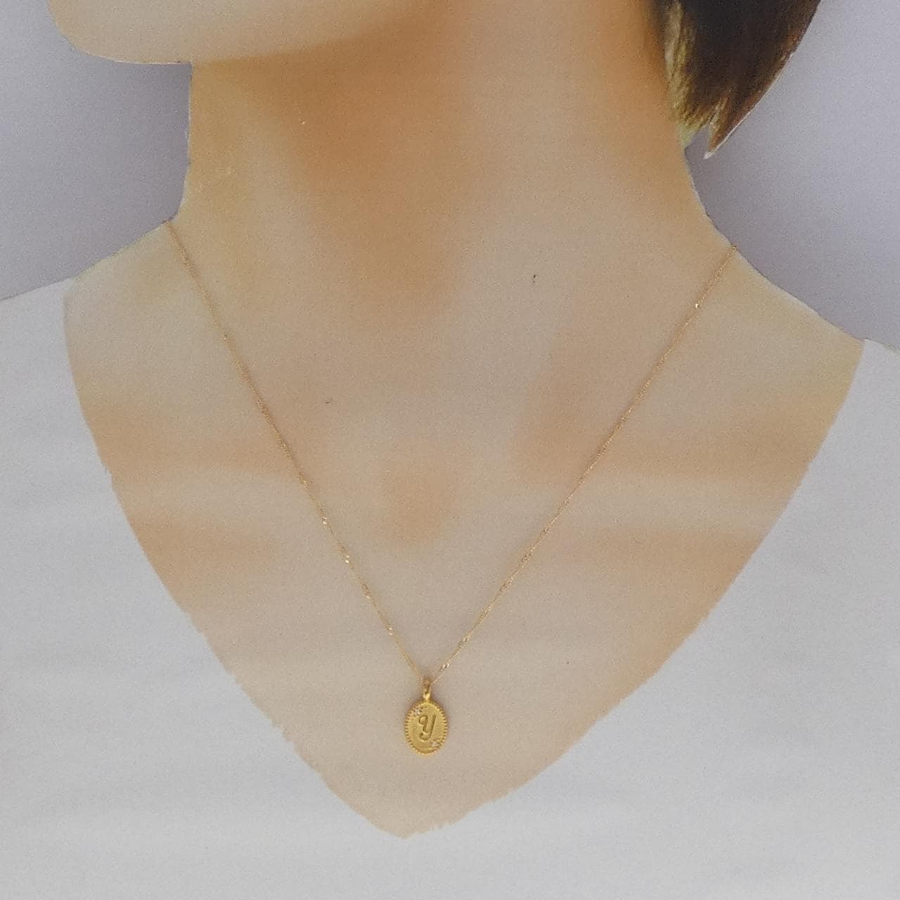 K24YG/K18YG イニシャルY ダイヤモンド ネックレス 0.01CT