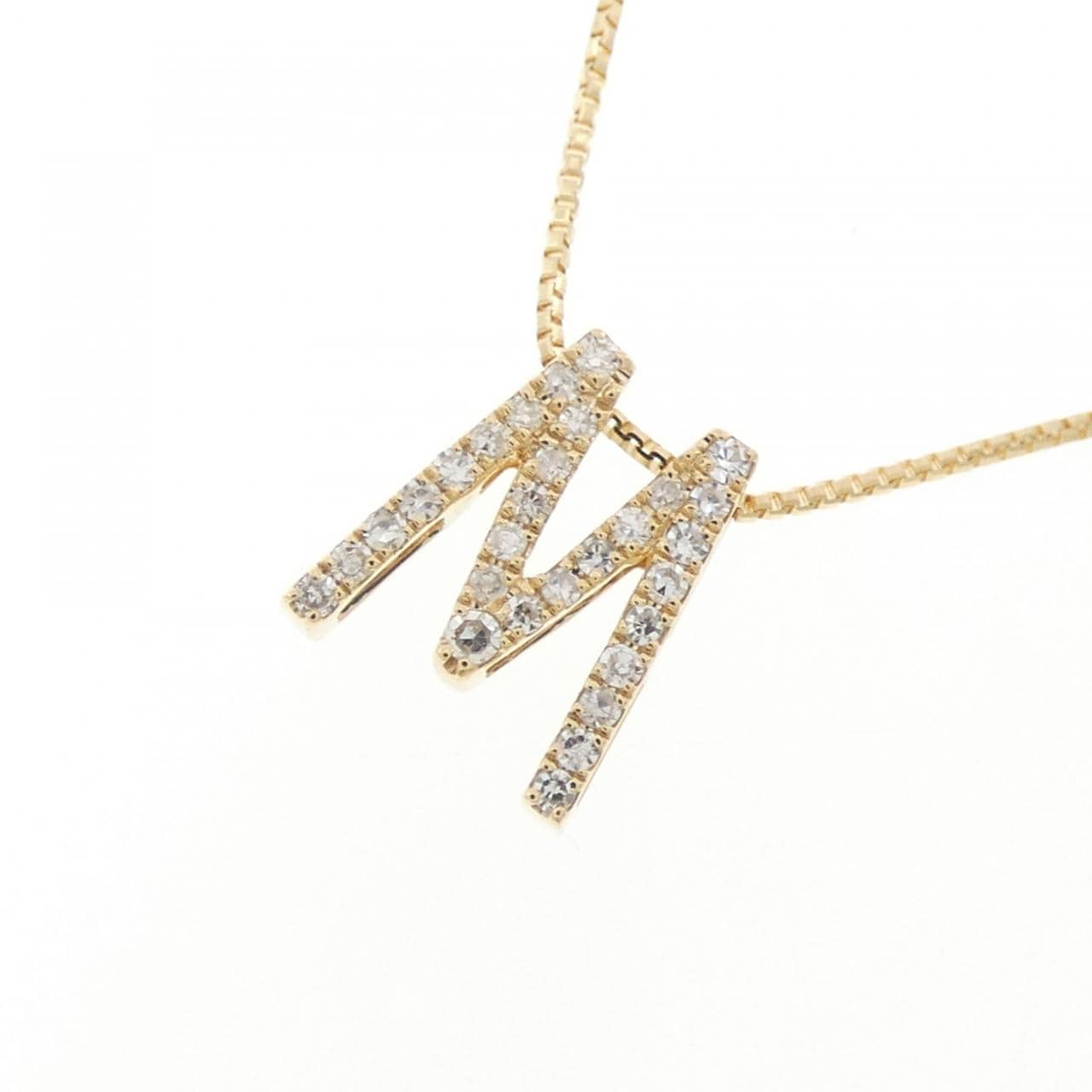K18YG イニシャルM ダイヤモンド ネックレス 0.08CT