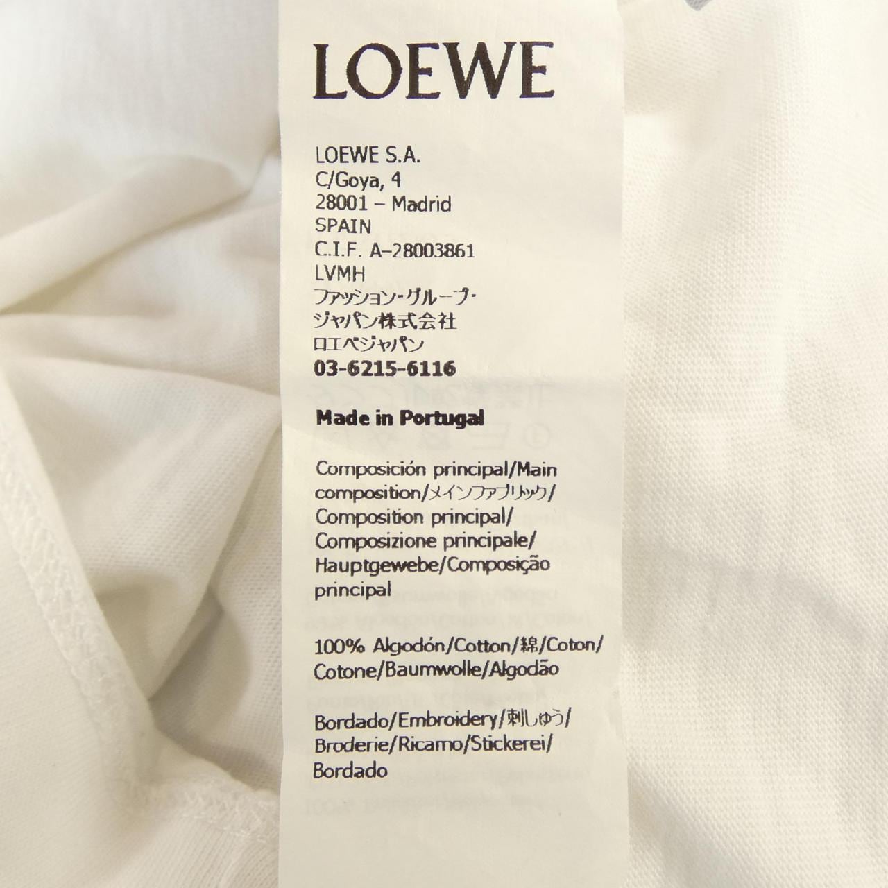 ロエベ LOEWE レギュラーフィットTシャツ　アナグラム ANAGRAM H526Y22X75 Tシャツ
