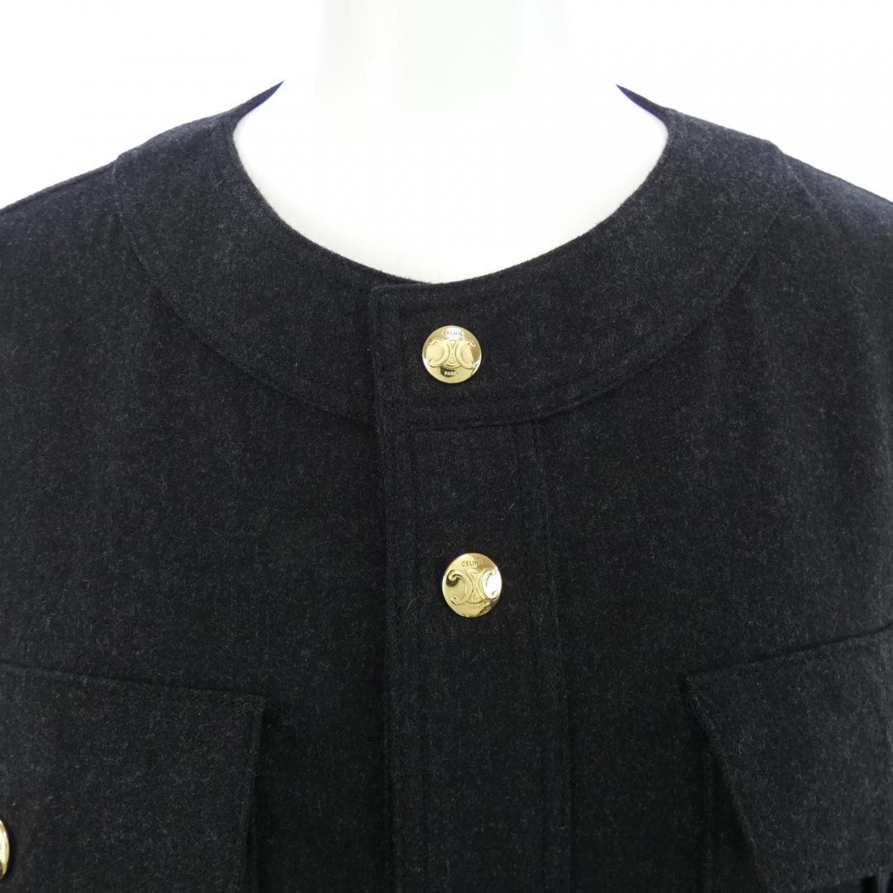 セリーヌ CELINE クロップトップ トリオンフ 2B708561F ノーカラージャケット