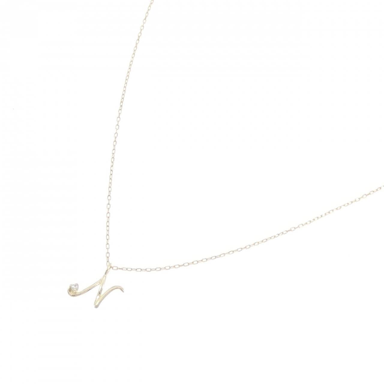 K10YG イニシャルN ダイヤモンド ネックレス 0.01CT