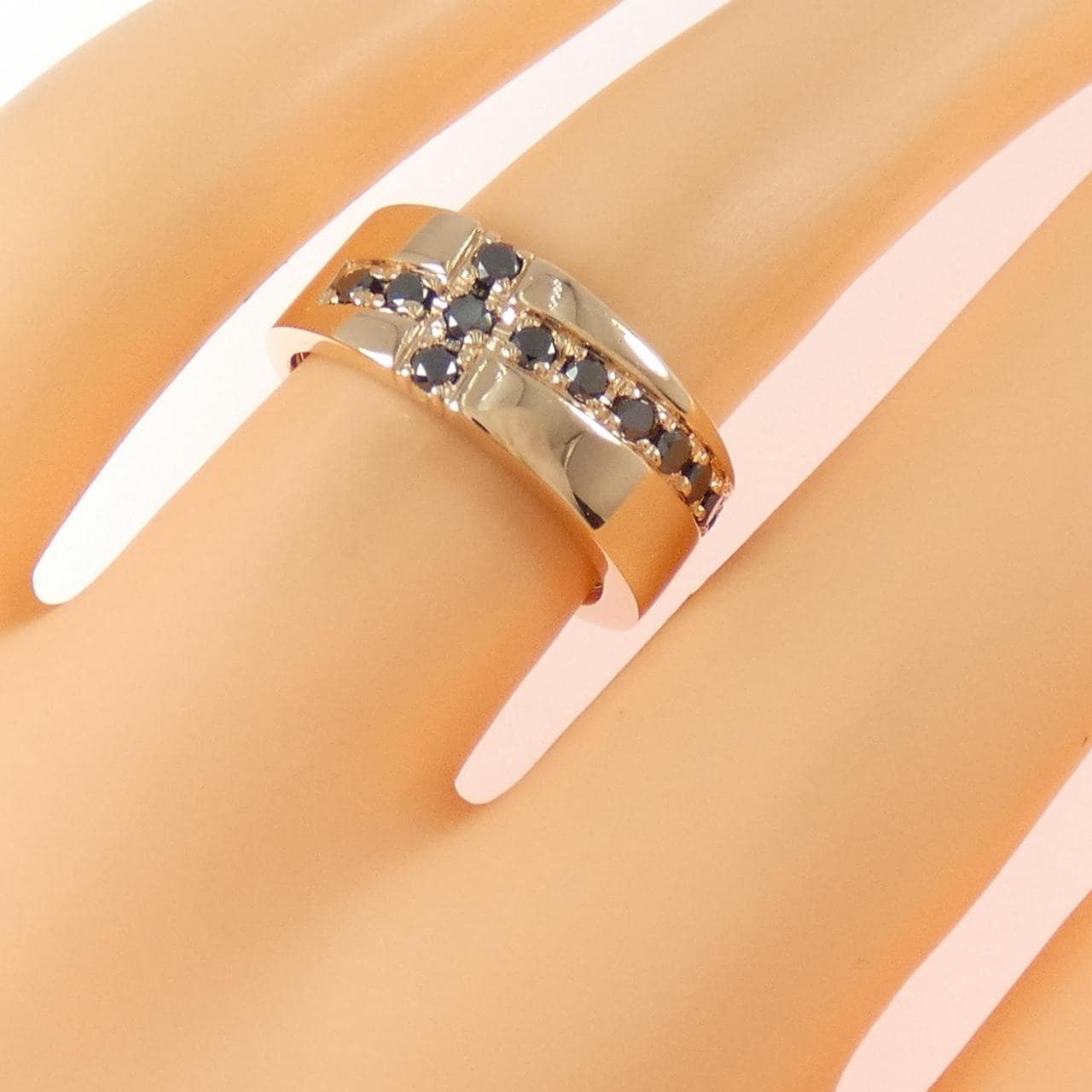 K18PG Cross Diamond Ring 0.33CT