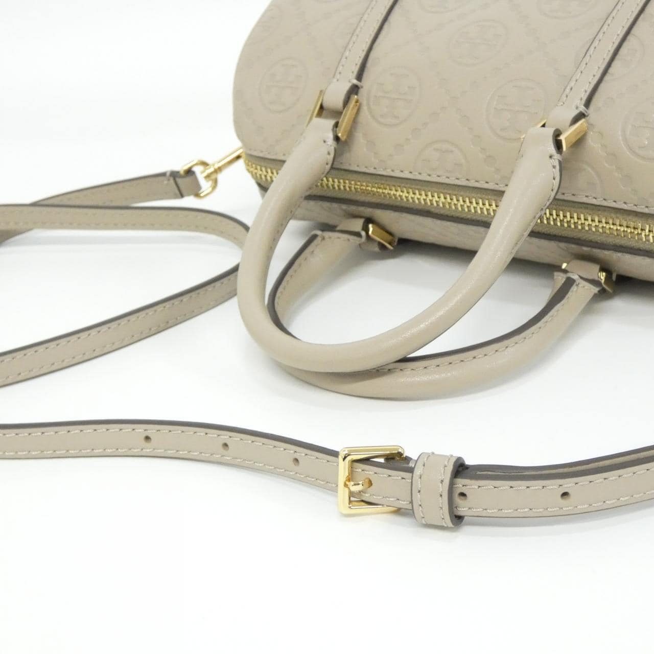 【新品】トリーバーチ T モノグラム レザー ミニ バレル バッグ 164873 ボストンバッグ