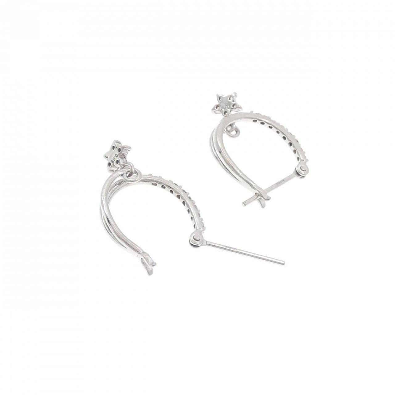 K18WG スター ダイヤモンド ピアス 0.16CT