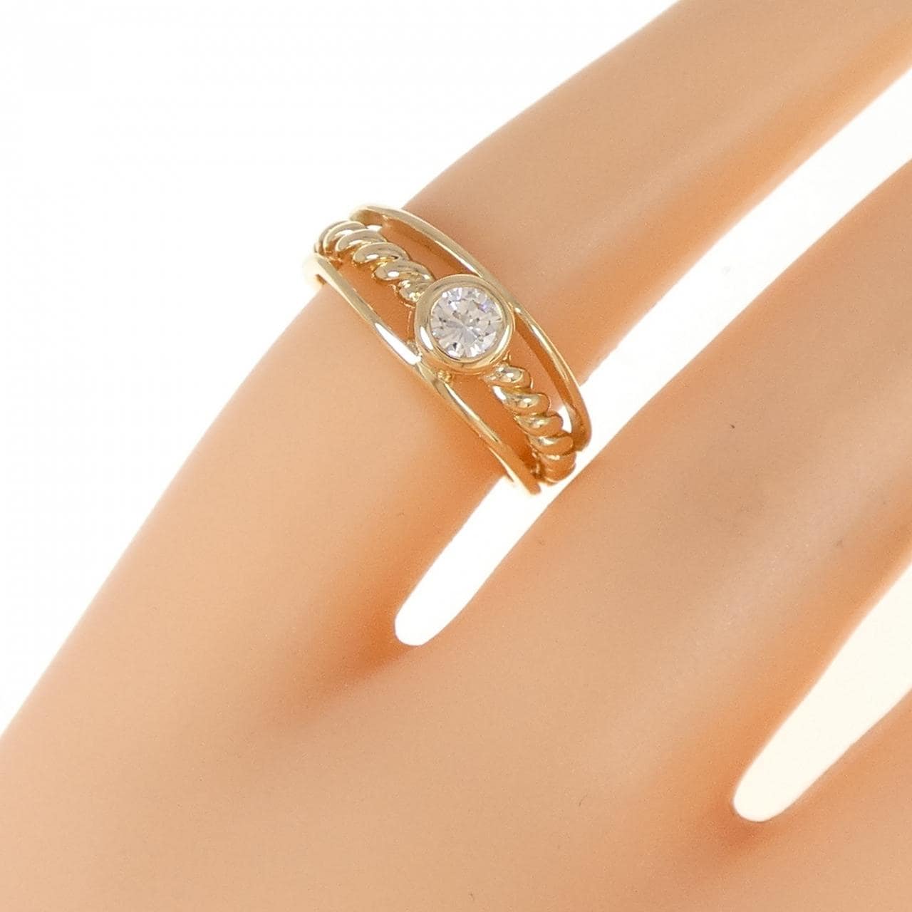 K18YG ダイヤモンド ピンキーリング 0.15CT