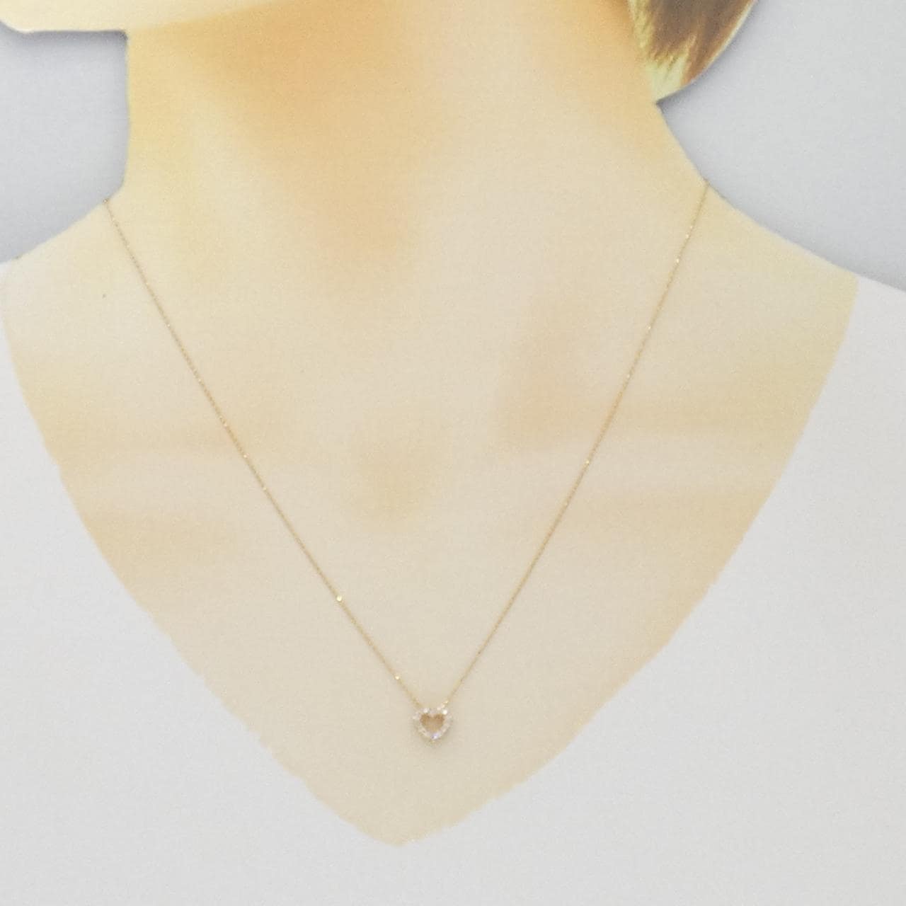 K18PG ハート ダイヤモンド ネックレス 0.09CT