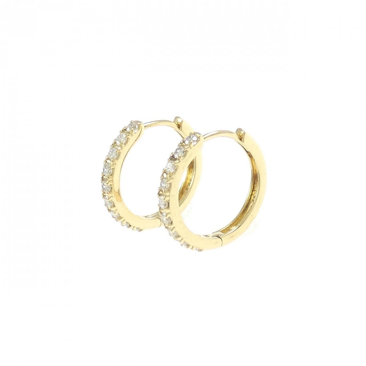 K18YG ダイヤモンド フープ ピアス 0.18CT
