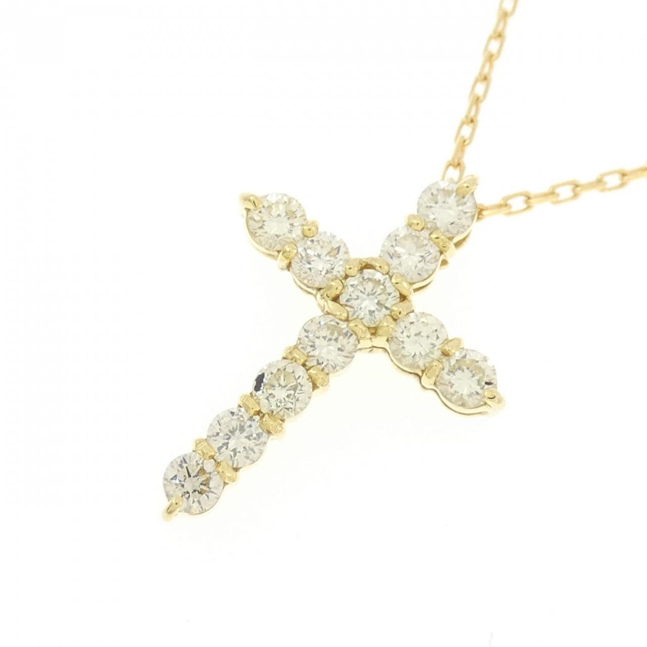 K18YG クロス ダイヤモンド ネックレス 0.51CT