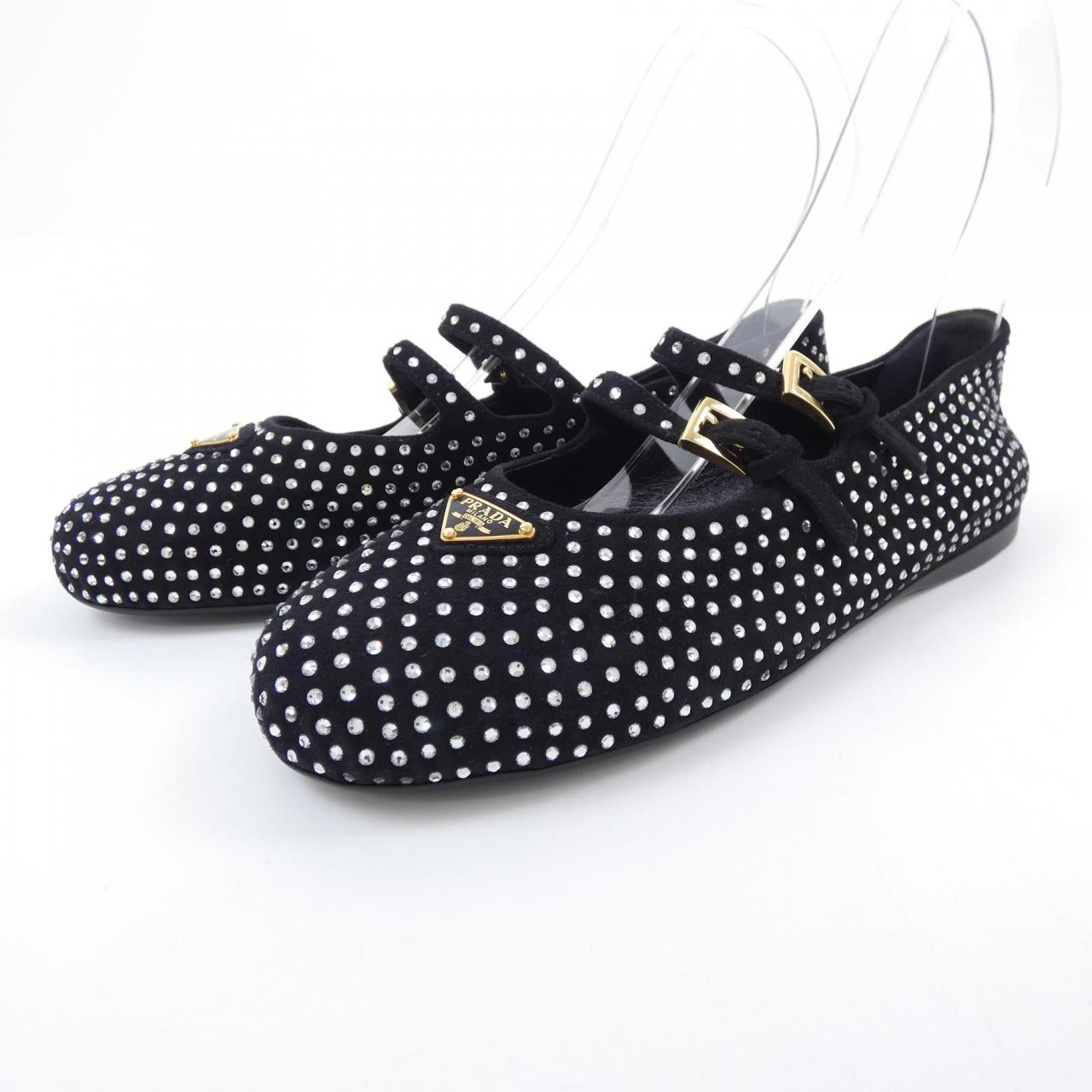プラダ PRADA クリスタル付スエードバレリーナ 1F797N フラットシューズ