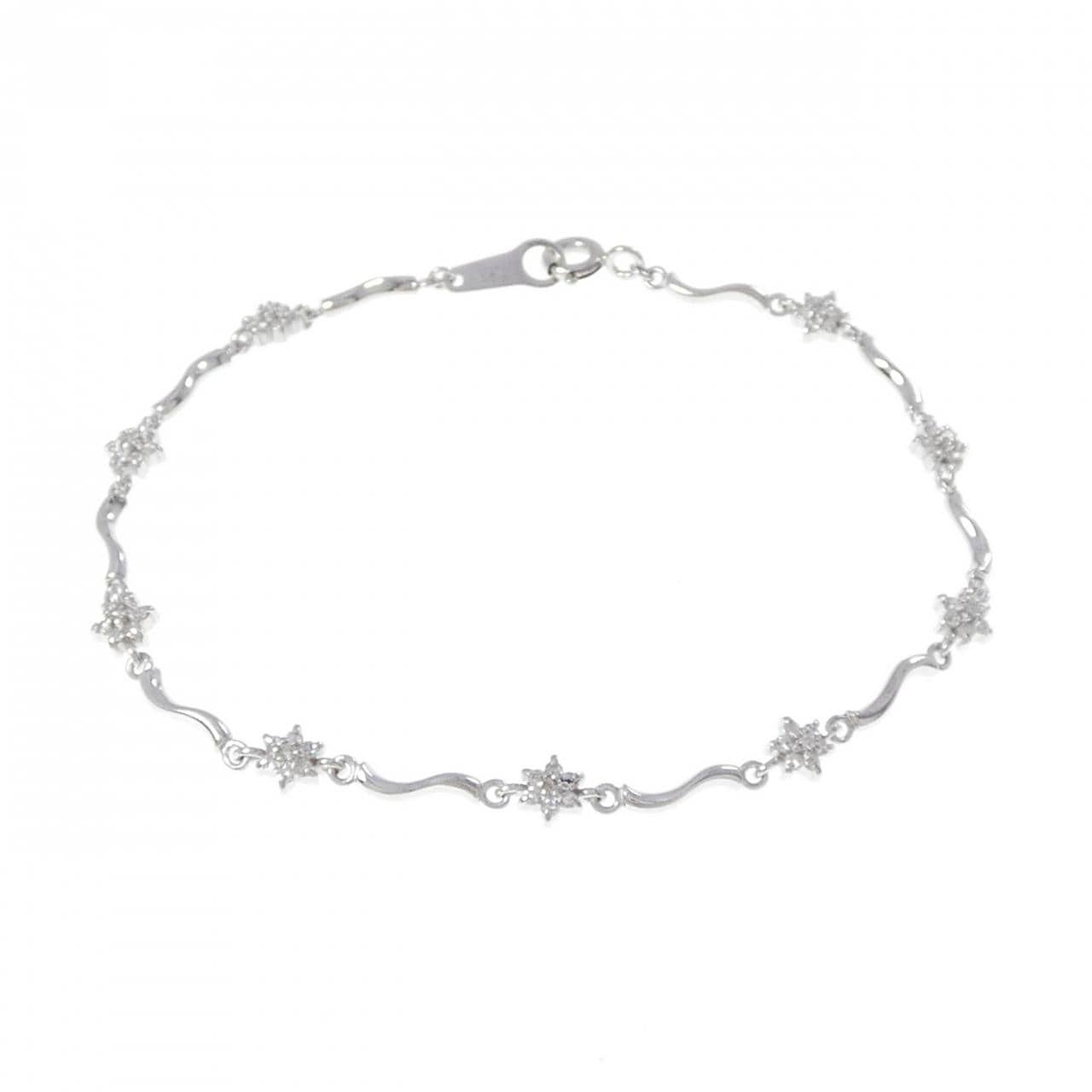 K14WG フラワー ダイヤモンド ブレスレット 0.40CT