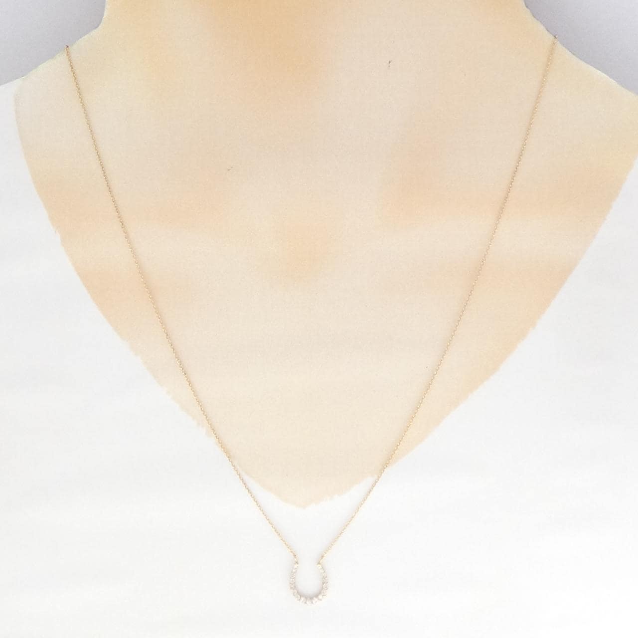 K18PG ホースシュー ダイヤモンド ネックレス 0.20CT