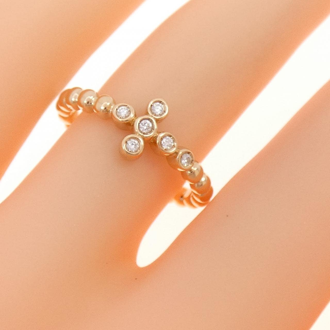 750PG クロス ダイヤモンド リング 0.05CT