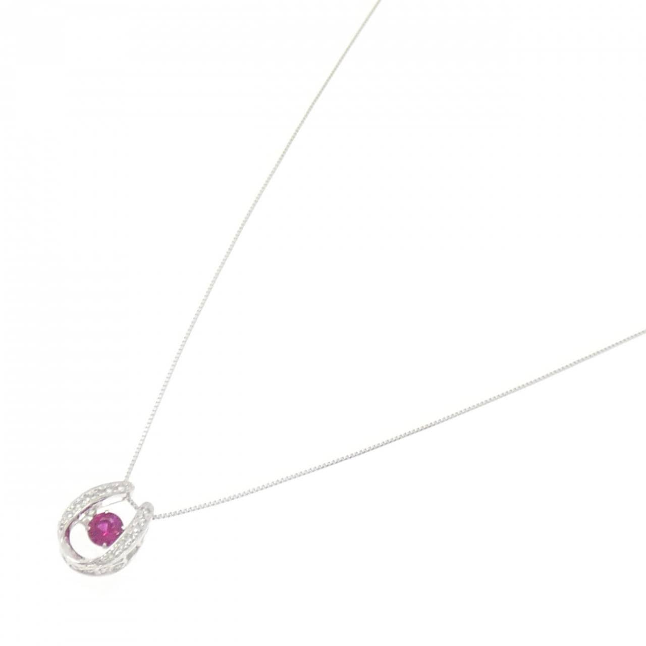 K18WG ルビー ネックレス 0.25CT