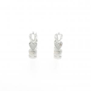 K14WG ハート ダイヤモンド ピアス 0.06CT