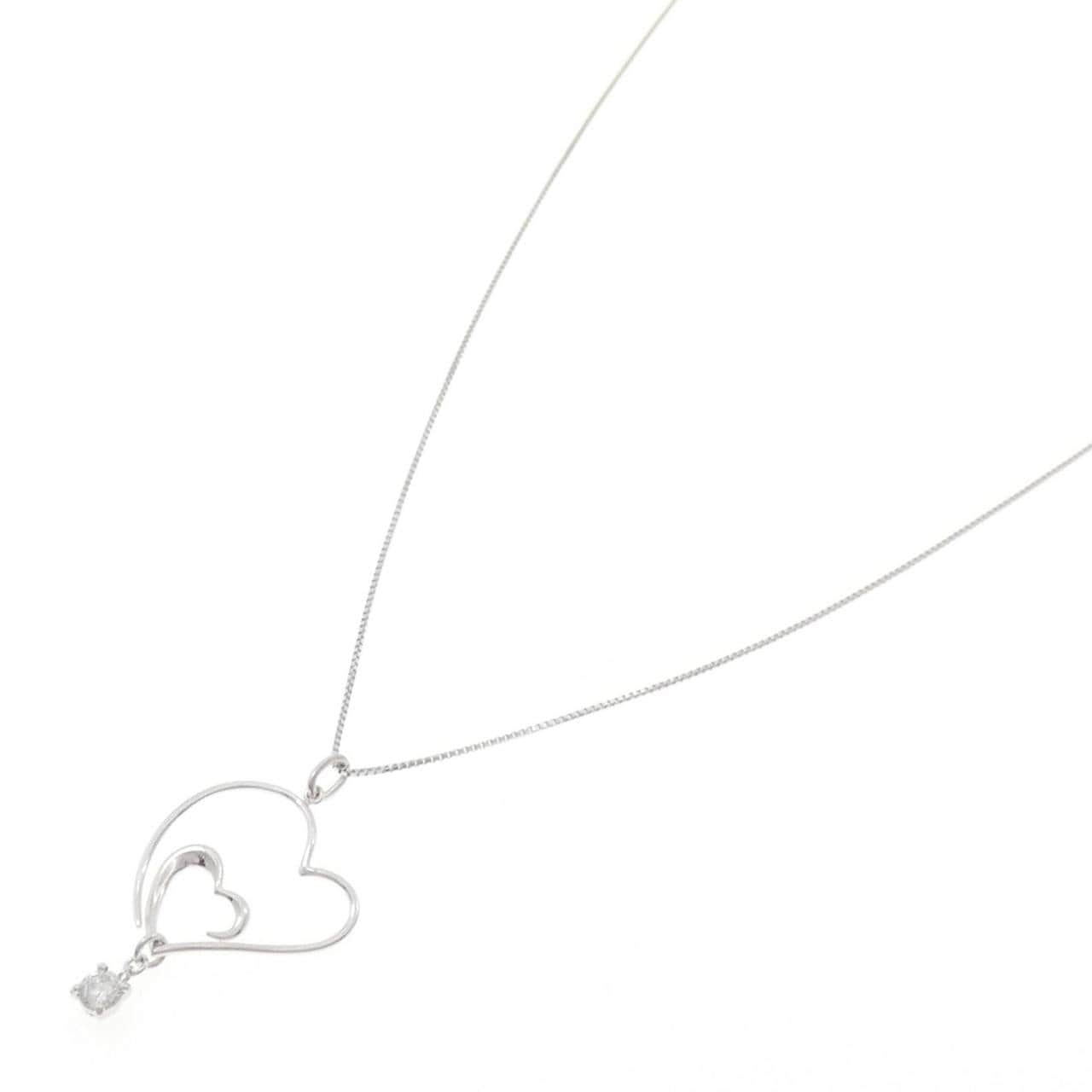 K18WG ハート ダイヤモンド ネックレス 0.18CT