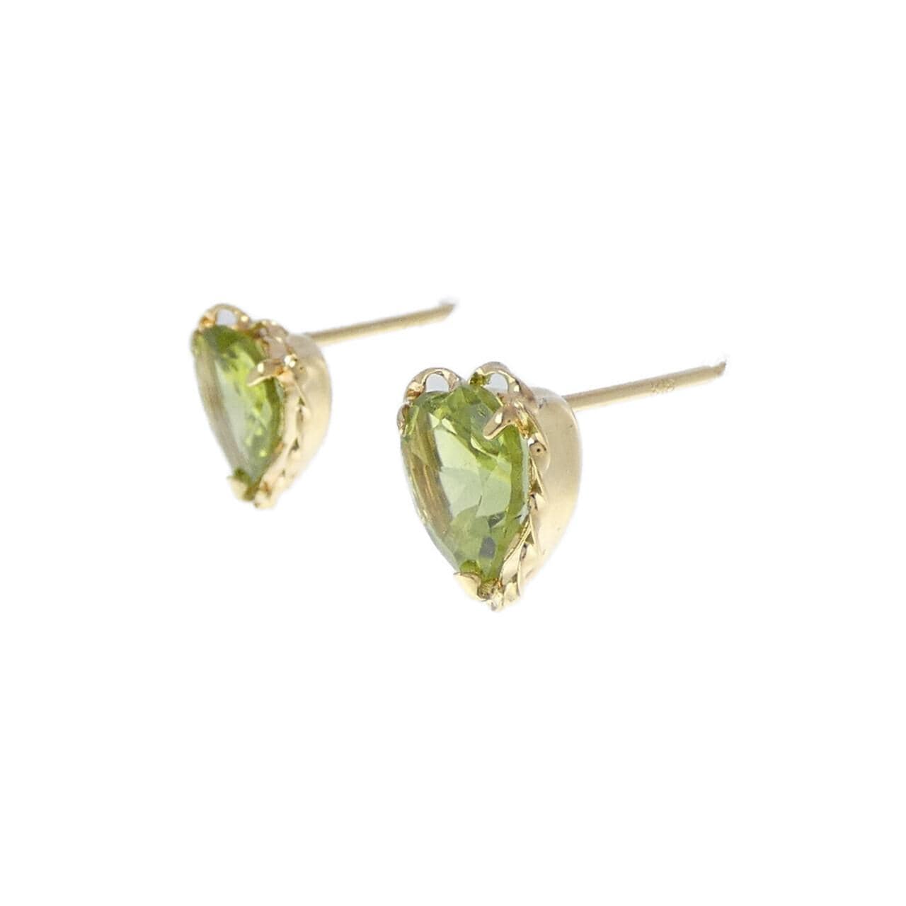 K18YG ハート ペリドット ピアス 2.00CT