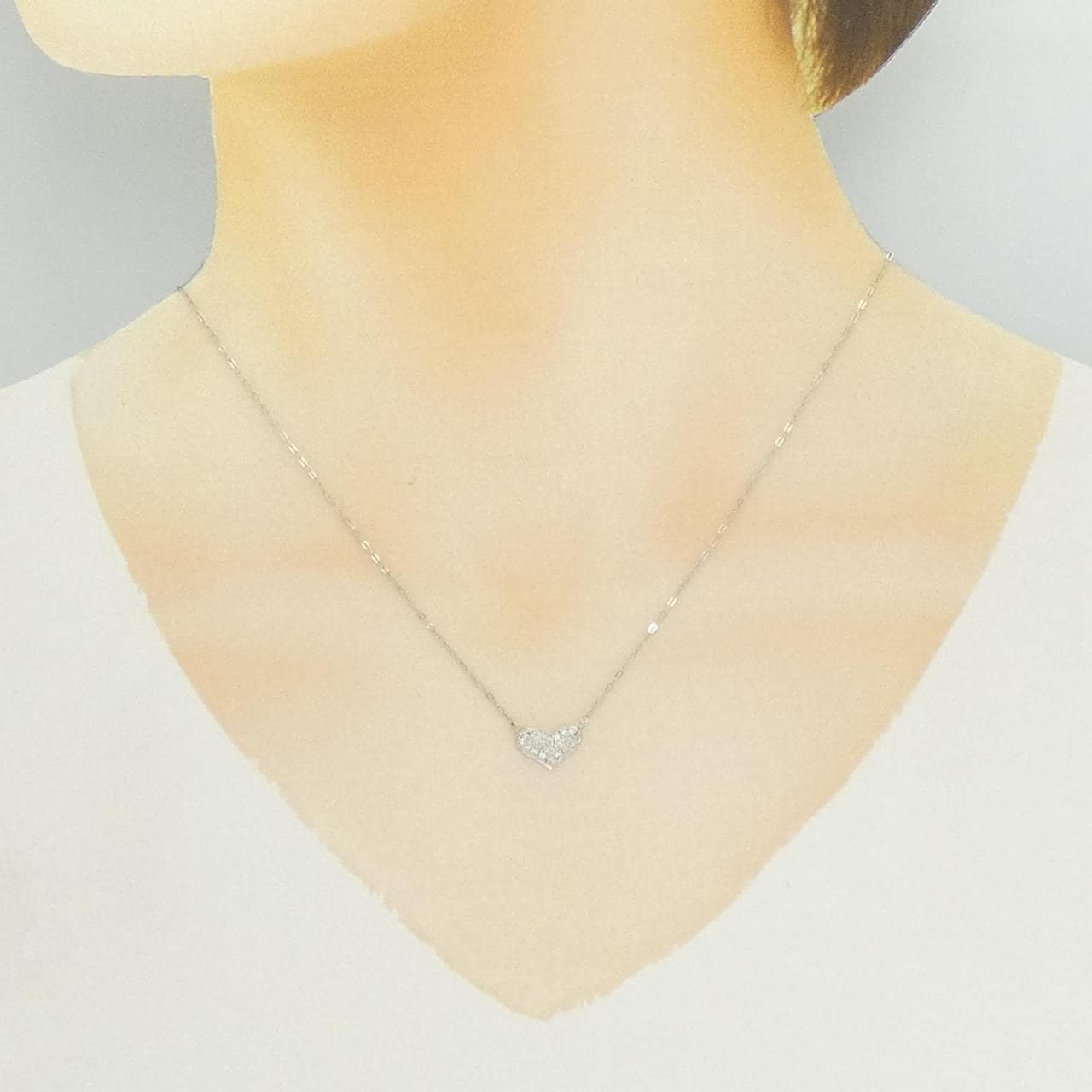 PT900/PT850 ハート パヴェ ダイヤモンド ネックレス 0.20CT
