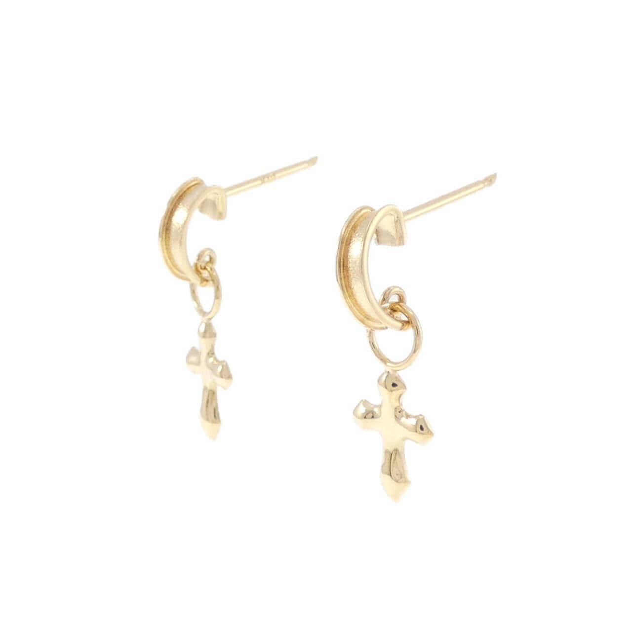 K18YG cross earrings