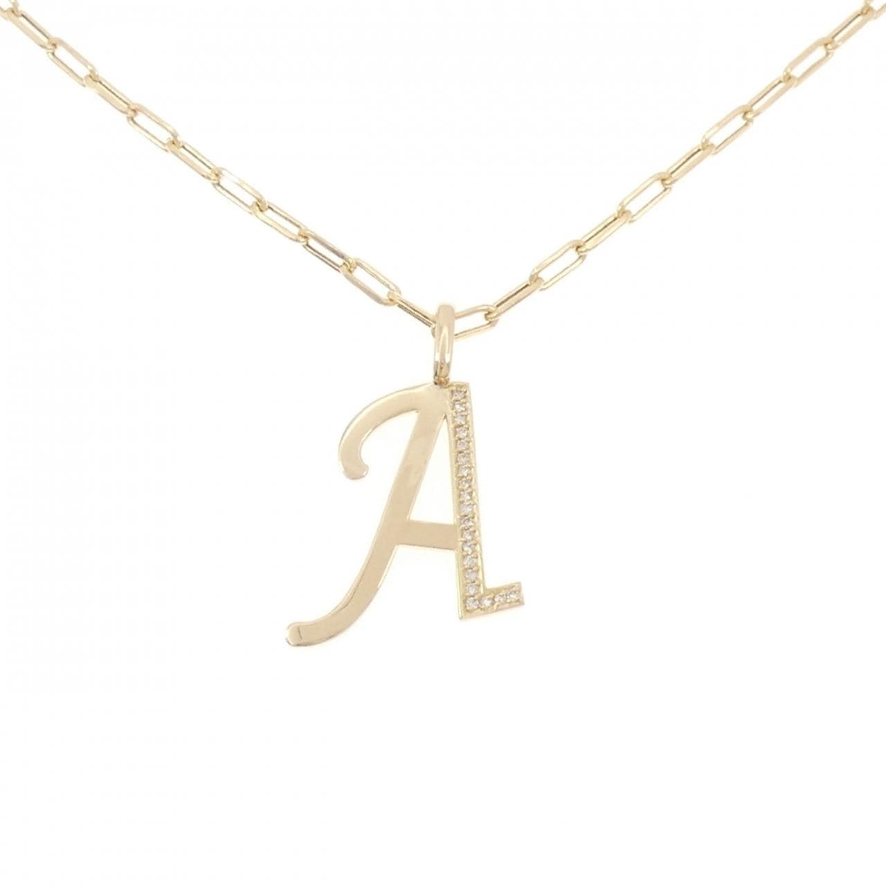 K18YG イニシャルA ダイヤモンド ネックレス 0.13CT