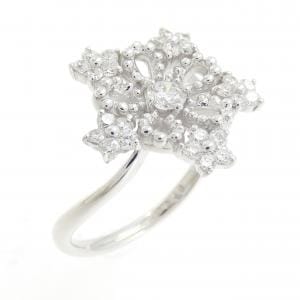 K18WG フラワー ダイヤモンド リング 0.48CT