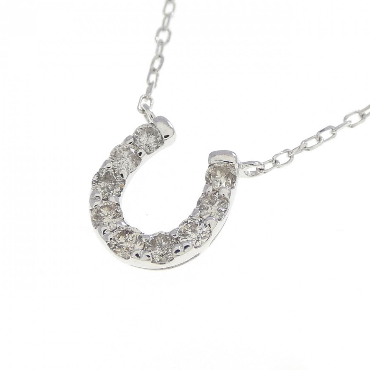 K10WG ホースシュー ダイヤモンド ネックレス 0.20CT