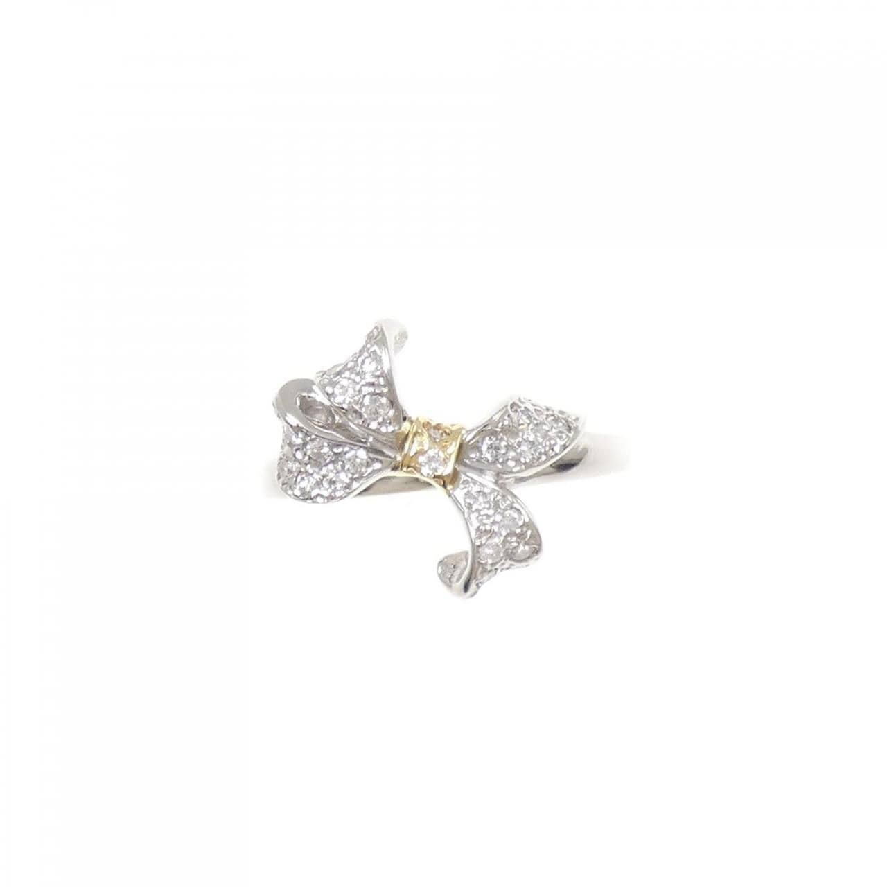 PT900/K18YG リボン ダイヤモンド リング 0.21CT