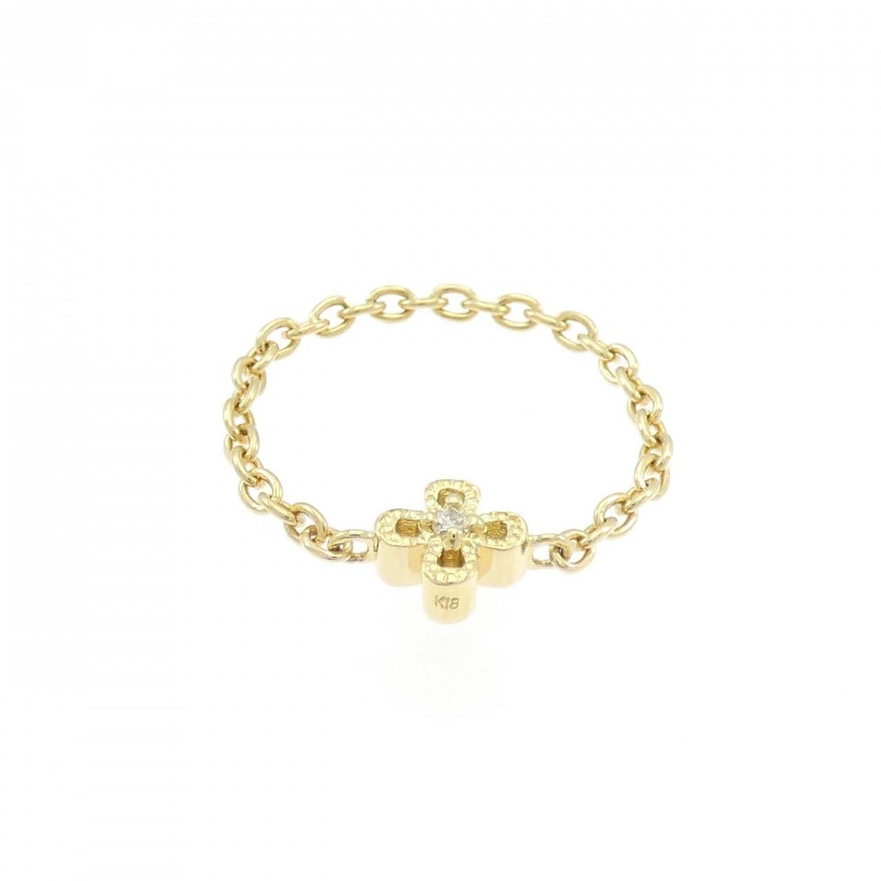 K18YG フラワー ダイヤモンド ピンキーリング 0.01CT