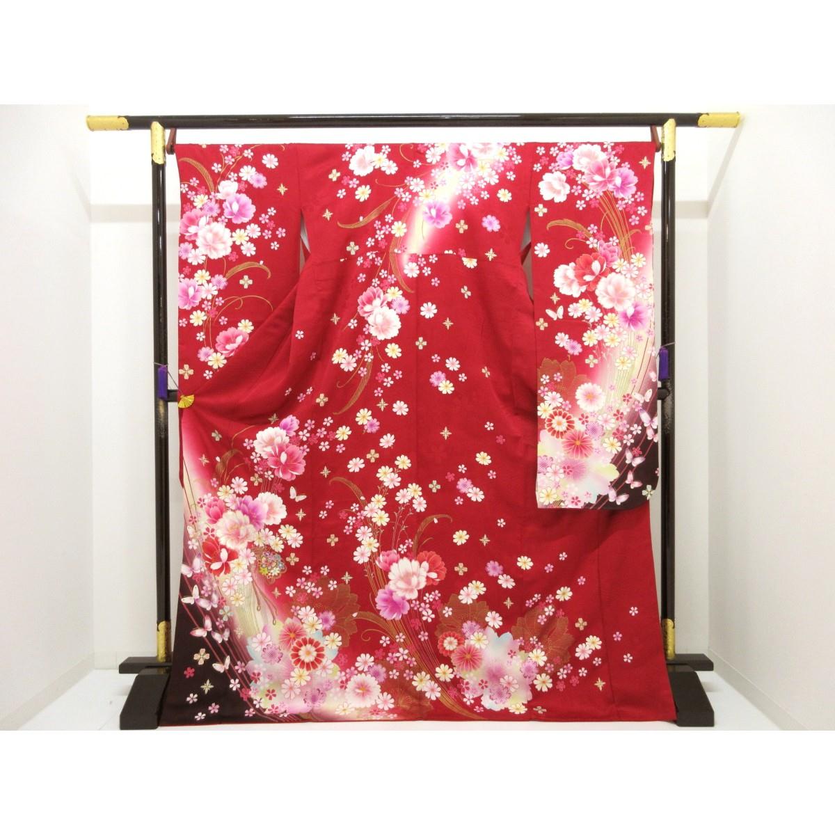 振袖　友禅金彩加工　刺繍入りボカシ染