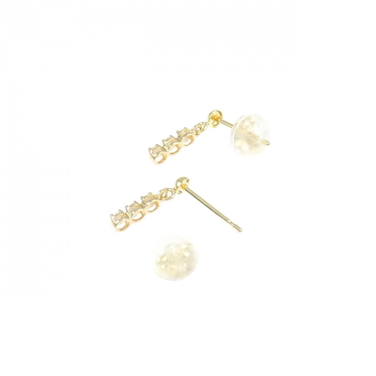 K18YG スリーストーン ダイヤモンド ピアス 0.10CT