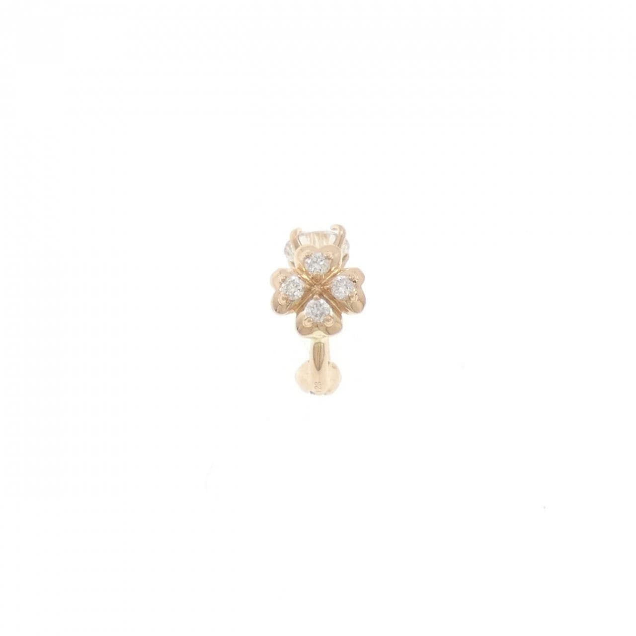 K18PG クローバー ダイヤモンド イヤリング 0.28CT 片耳