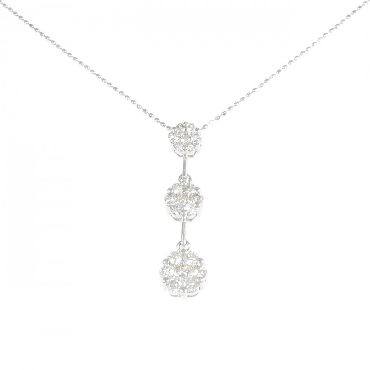 K18WG Flower Diamond Necklace 1.01CT